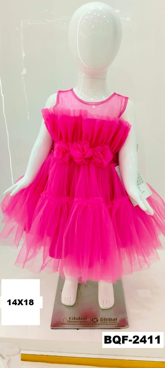 Charming Hot Pink Tulle Party Dress for Girls – BQF-2411